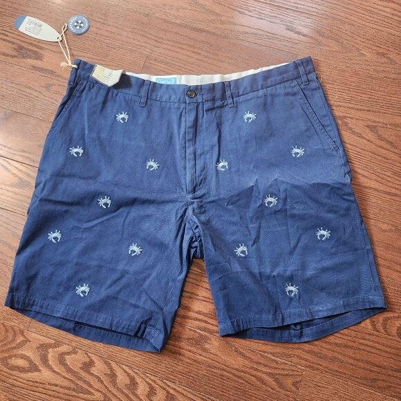 NWT Castaway Nantucket Men Shorts Sz 42 Navy Embroidered Crab Coastal Preppy - Picture 1 of 13